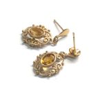 9ct gold vintage citrine drop earrings (1.4g)