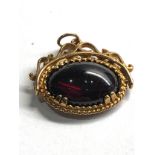 9ct gold vintage garnet cabochon swivel pendant (2.8g)