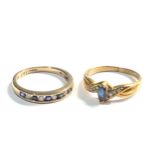 2 x 9ct gold diamond & sapphire dress rings (4.2g)