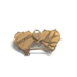 9ct gold Victorian Mizpah swallow & padlock brooch by Sydenham Brothers (2.6g)