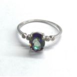 9ct gold mystic topaz & diamond ring weight 2g