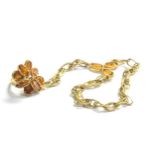 18ct gold antique citrine set hathphool hand harness ring (23.7g)