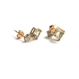 9ct gold peridot & diamond earrings weight 1.9g