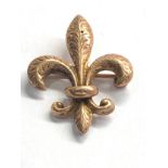 9ct gold vintage Fleur-de-lis lily flower brooch (1.5g)