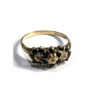 9ct gold vintage diamond & sapphire ring (2.5g)