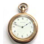 Waltham gold plated open face pocket watch winds and ticks but no warranty given