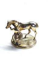 Rare Georgian figure group of a man with his horse comes on wooden base silver weight 171g