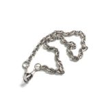 Antique silver anchor link watch chain necklace 44g