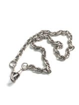 Antique silver anchor link watch chain necklace 44g