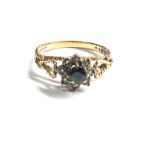 9ct gold sapphire & diamond ring weight 2.6g