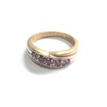 9ct gold diamond & ruby dress ring (3.4g)