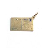 9ct gold enamelled postcard charm 1.4g