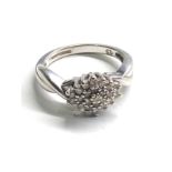 9ct white gold diamond ring weight 3.4g 0.25ct diamonds