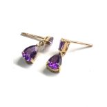9ct gold amethyst earrings weight 1.3g