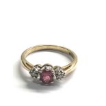 9ct gold diamond & pink tourmaline dress ring (2g)