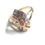 9ct gold ruby & diamond ring weight 3.5g