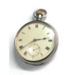Silver military marked open face pocket watch working order but no warranty given