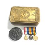 WW1 Princess mary tin lusitania medal & ww1 miniature trio