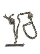 Antique silver albertina fob watch chain