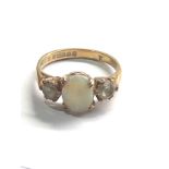 9ct gold vintage opal & zircon dress ring (2.4g)