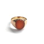9ct gold vintage carnelian signet ring chipped (3g)