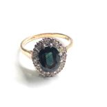 9ct gold diamond & sapphire ring weight 3.1g