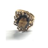9ct gold vintage smoky quartz cocktail ring (3.9g)