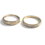 2 x 9ct gold diamond half eternity rings (3.7g)