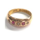 15ct gold antique ruby & seed pearl ring Chester hallmarks (4g)