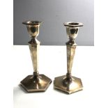 Pair of walker & hall silver candlesticks measure height 15cm