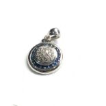 18ct white gold diamond & sapphire pendant 2.8g