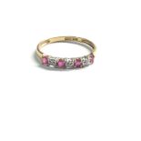 14ct gold vintage ruby & diamond dress ring (0.9g)