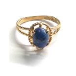14ct gold vintage lapis lazuli rope textured dress ring (2.4g)