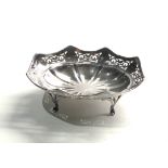 Pierced silver sweet dish measures approx 13cm by 10cm height 5cm weight 96g