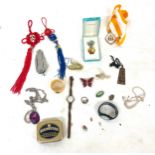 Selection of assorted costume jewellery, watches, medals, pocket watch etc