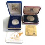 2 boxed silver coins 1980 winter olympics & expo 86