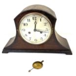 Oak 2 keyhole nelson hat mantel clock with pendulum