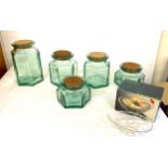 Set of 5 Hexagonal glass storage jars