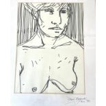 Local artist Phil Monk, signed framed erotica drawing art, approximate frame measurement: 21 x 17