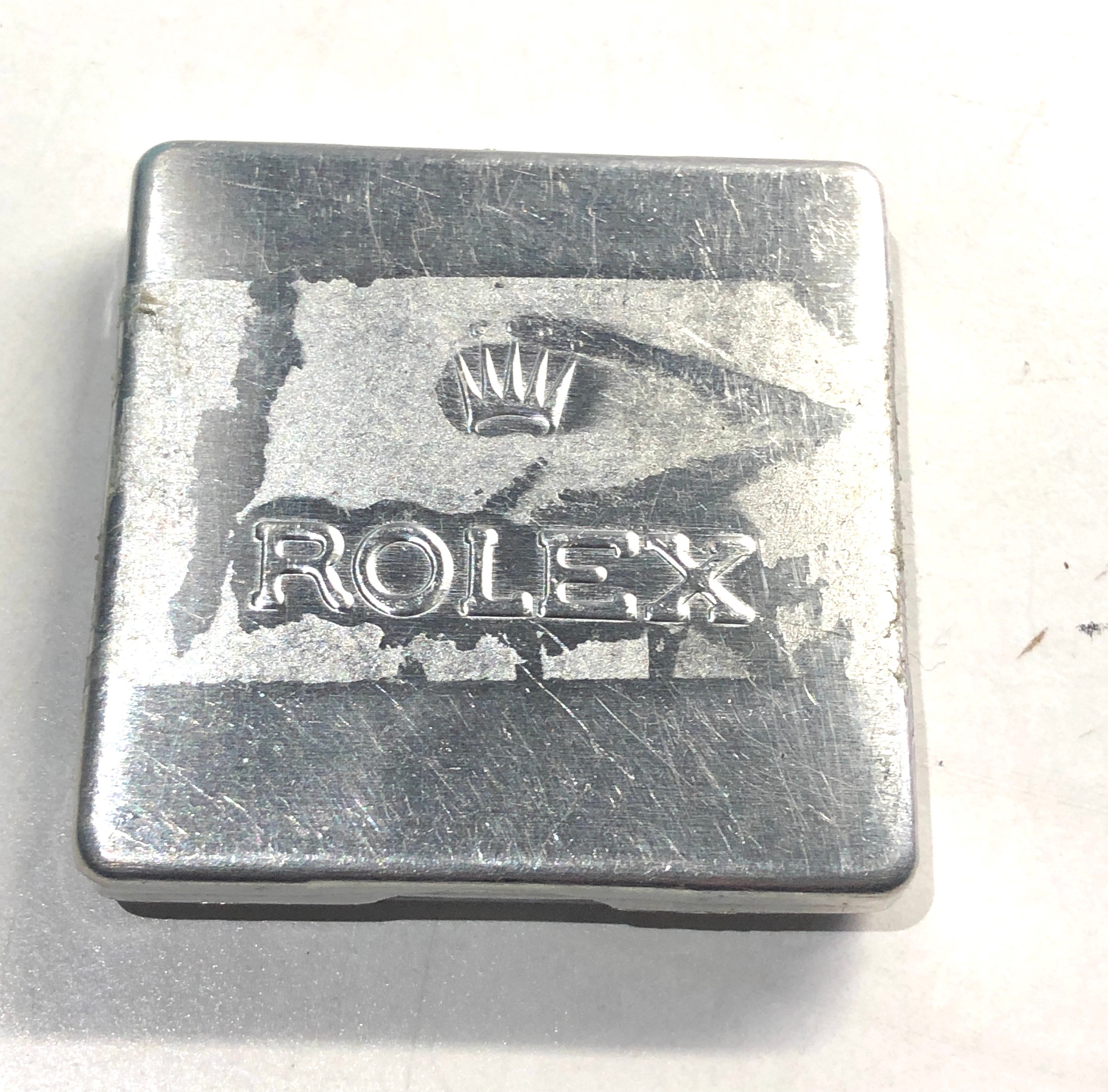 Rolex tin aluminium metal container for parts dial bezel storage box measures approx 4.4cm tape