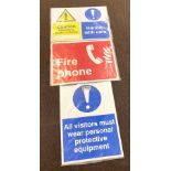 Selection of 3 Warning/ Health and Safety signs, largest measures approx 31.5" by 24"
