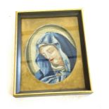 Framed vintage Virgin Mary embroidery framed picture, approximate frame measurements: 10 x 8 inches