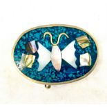 Mexican silver mother of pearl set pill box