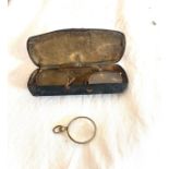 Pair of cased antique spectacles + 1 other