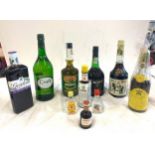 Selection of assorted alcohol includes Gordans Sloe Gin etc