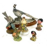 Selection of bird ornaments includes Beswich goldfinch 2273