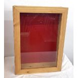 Wooden display case measures approx 17.5" wide 24.5" tall 6" depth