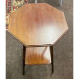 Mahogany octaganol occasional table 16.5" wide 27" tall