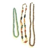 3 vintage ladies glass bead necklaces