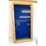 Wooden display case measures approx 17" wide 32" tall 4.5" depth